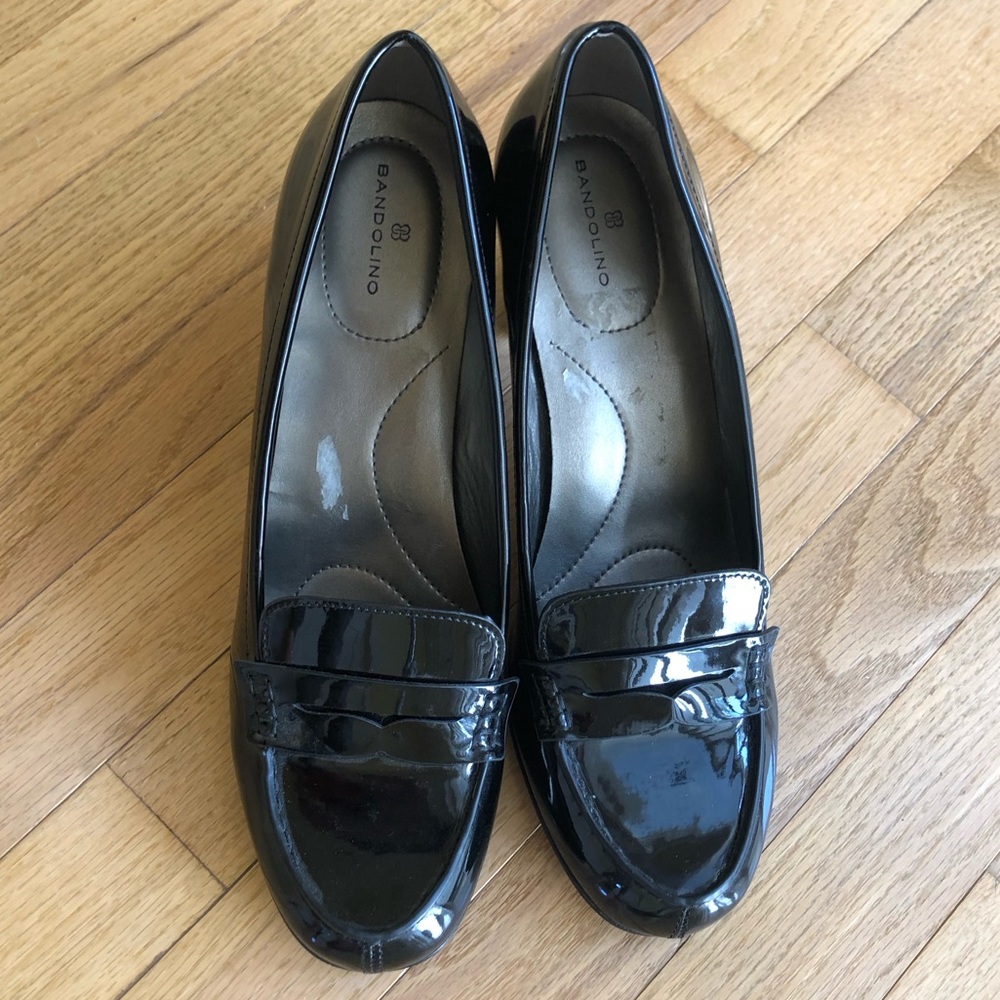 Black Patent High Heel Loafers